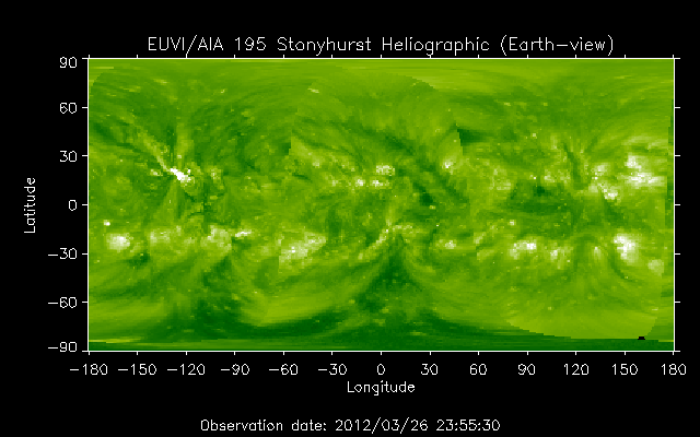 EUVI 195 heliographic map