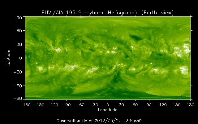 EUVI 195 heliographic map
