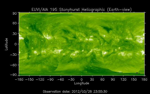 EUVI 195 heliographic map