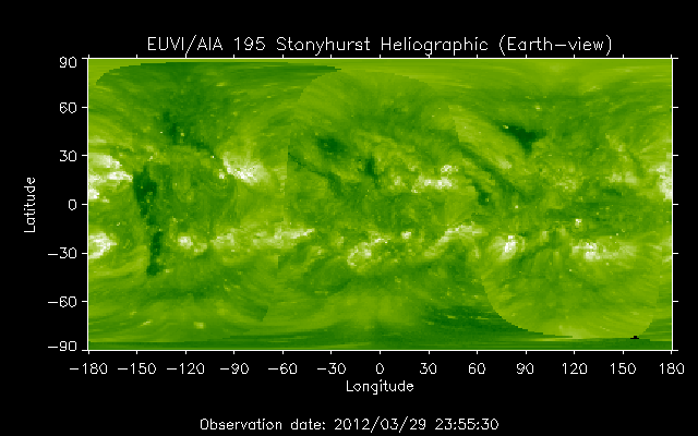 EUVI 195 heliographic map