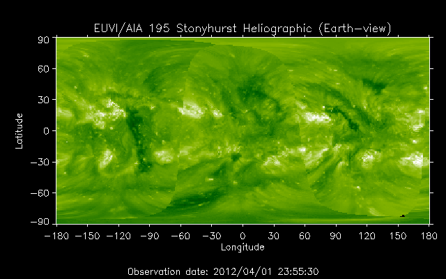 EUVI 195 heliographic map