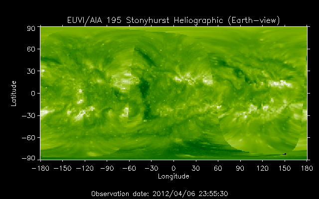 EUVI 195 heliographic map
