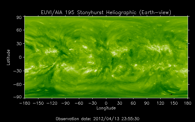 EUVI 195 heliographic map