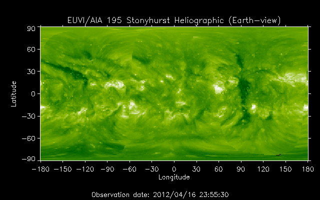 EUVI 195 heliographic map