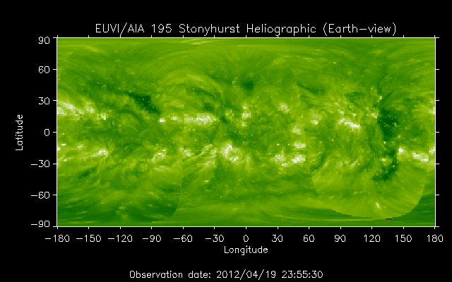 EUVI 195 heliographic map