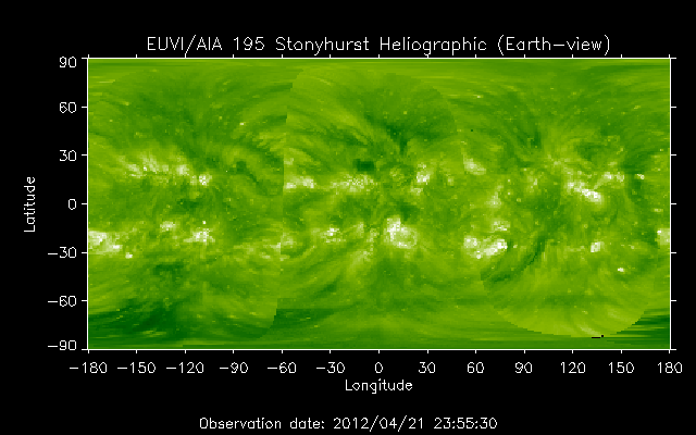 EUVI 195 heliographic map