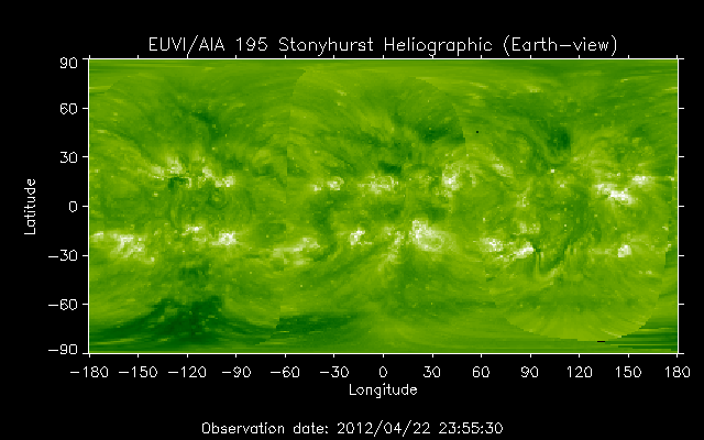 EUVI 195 heliographic map