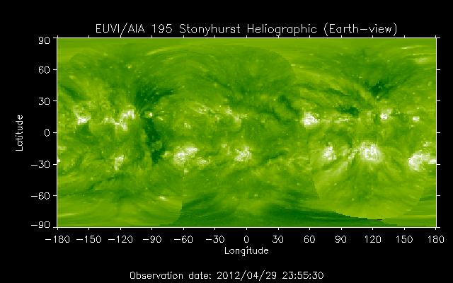 EUVI 195 heliographic map