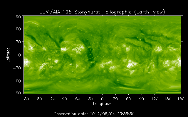 EUVI 195 heliographic map