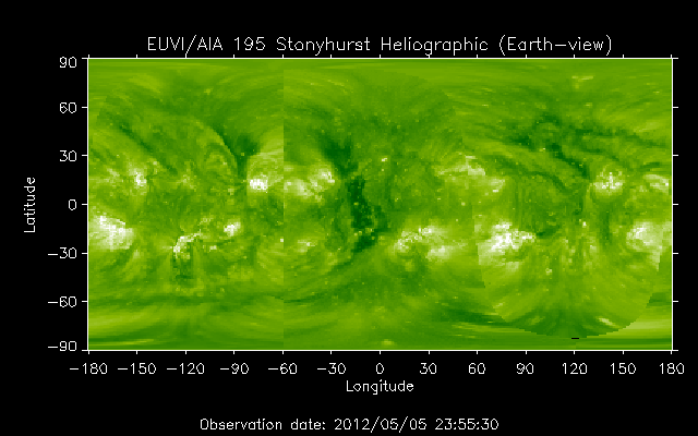 EUVI 195 heliographic map