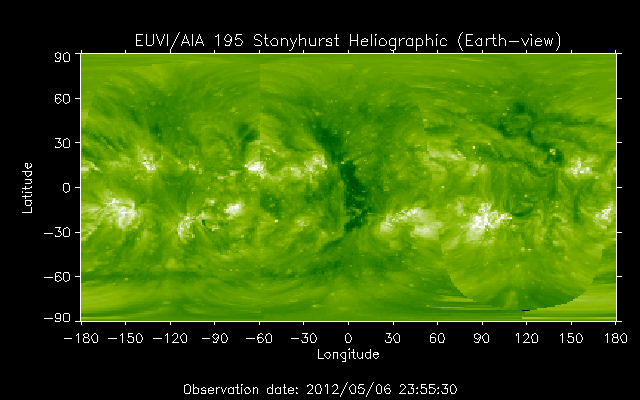 EUVI 195 heliographic map
