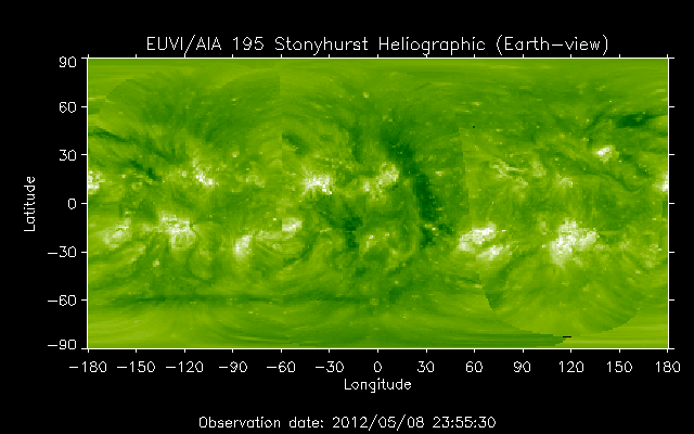 EUVI 195 heliographic map