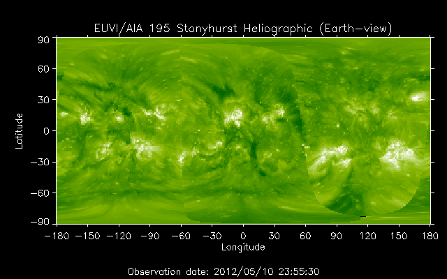 EUVI 195 heliographic map
