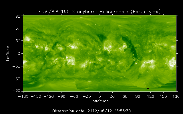 EUVI 195 heliographic map
