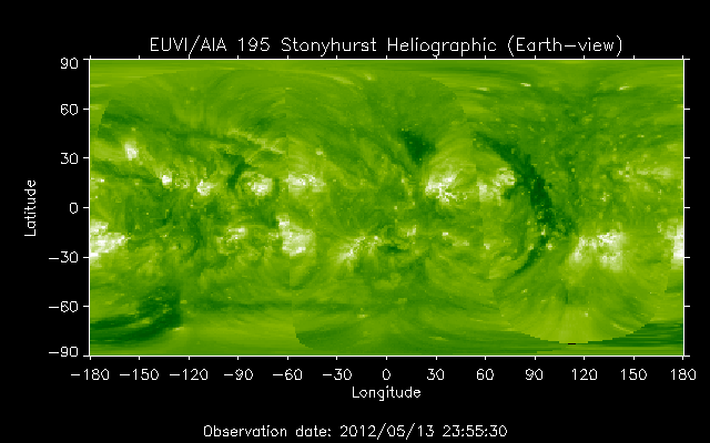 EUVI 195 heliographic map