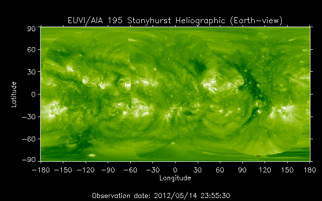 EUVI 195 heliographic map