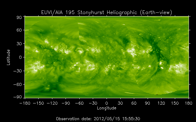 EUVI 195 heliographic map