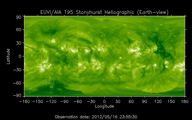 EUVI 195 heliographic map