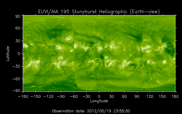 EUVI 195 heliographic map