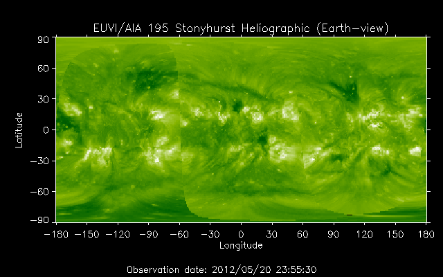 EUVI 195 heliographic map