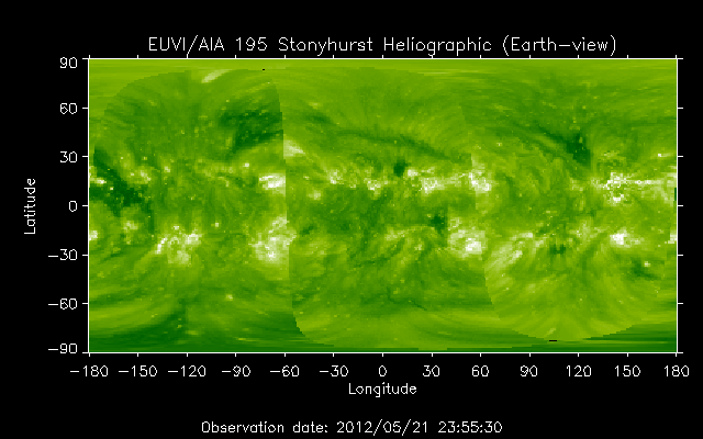 EUVI 195 heliographic map