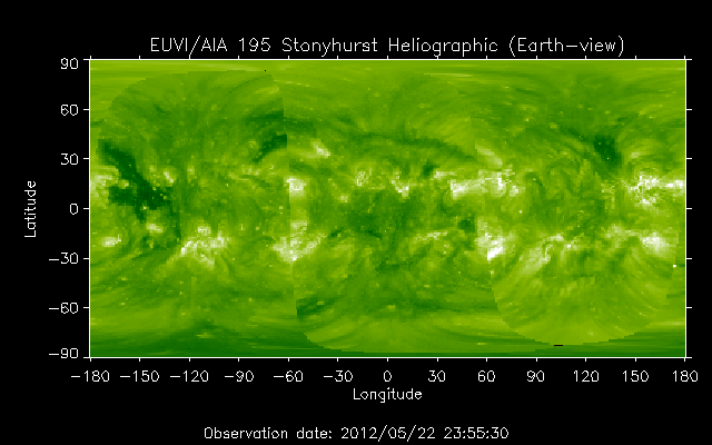 EUVI 195 heliographic map