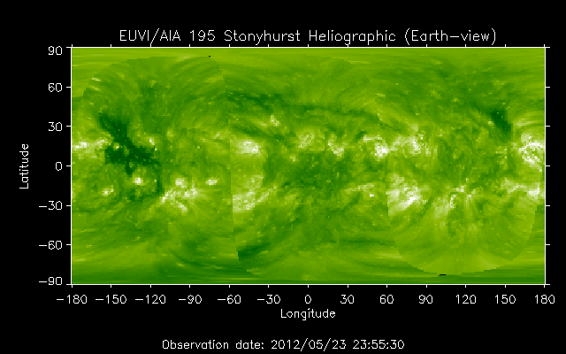 EUVI 195 heliographic map