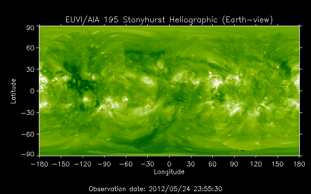 EUVI 195 heliographic map
