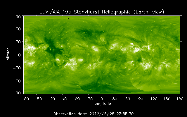 EUVI 195 heliographic map