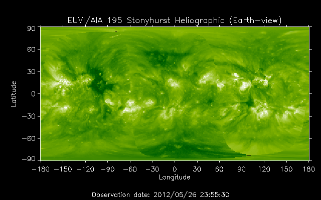 EUVI 195 heliographic map