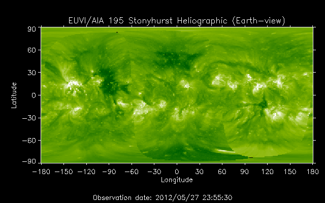 EUVI 195 heliographic map