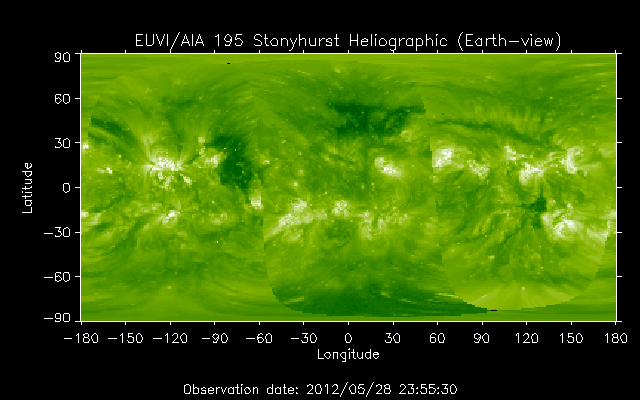 EUVI 195 heliographic map