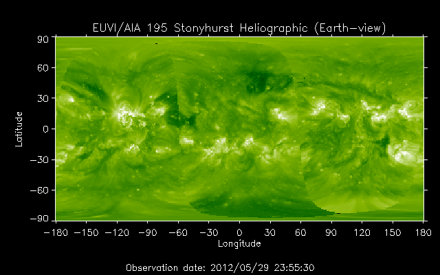 EUVI 195 heliographic map