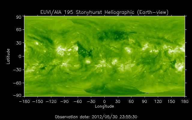 EUVI 195 heliographic map