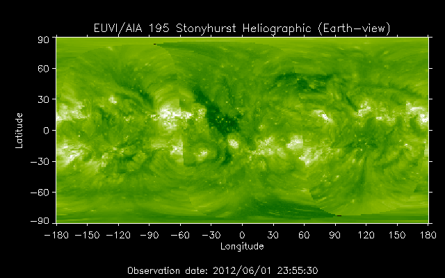 EUVI 195 heliographic map