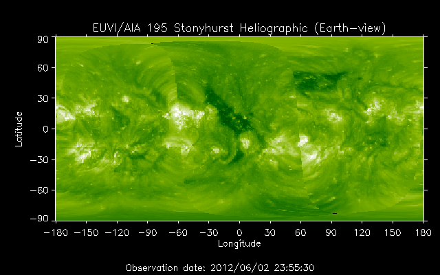 EUVI 195 heliographic map