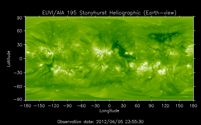 EUVI 195 heliographic map