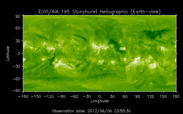 EUVI 195 heliographic map