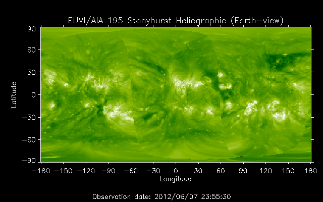 EUVI 195 heliographic map