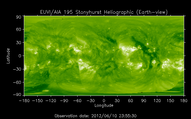 EUVI 195 heliographic map