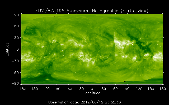 EUVI 195 heliographic map