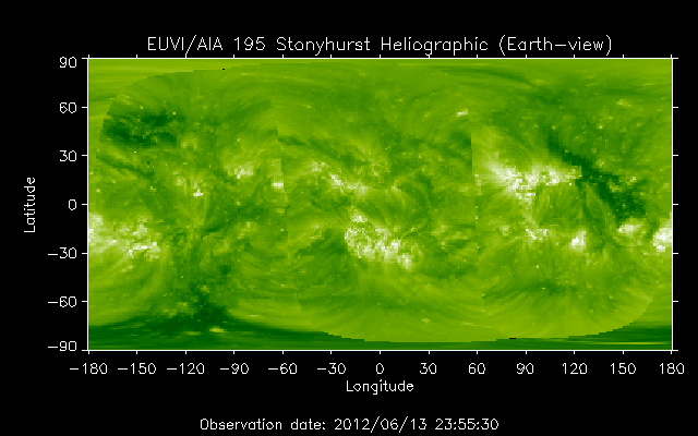 EUVI 195 heliographic map