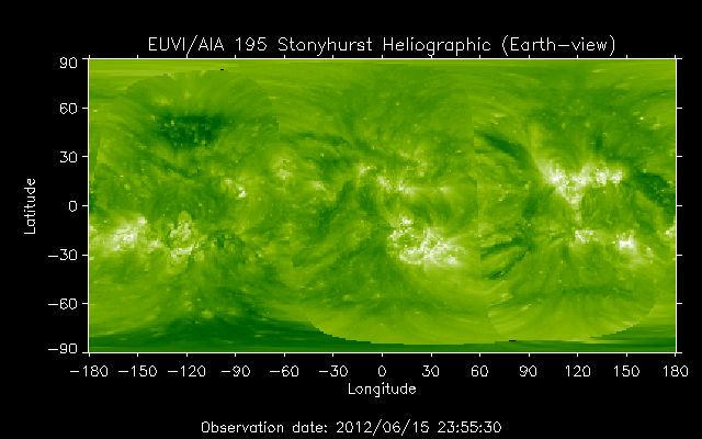 EUVI 195 heliographic map