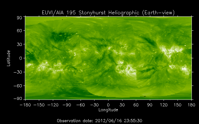 EUVI 195 heliographic map