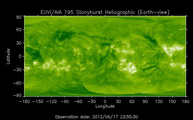EUVI 195 heliographic map