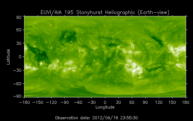 EUVI 195 heliographic map