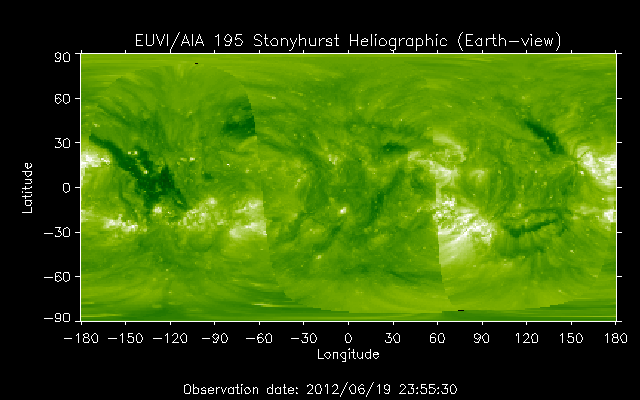 EUVI 195 heliographic map