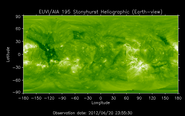 EUVI 195 heliographic map