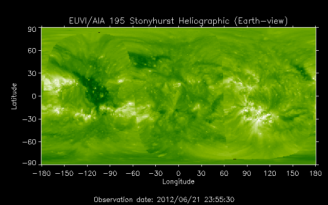EUVI 195 heliographic map