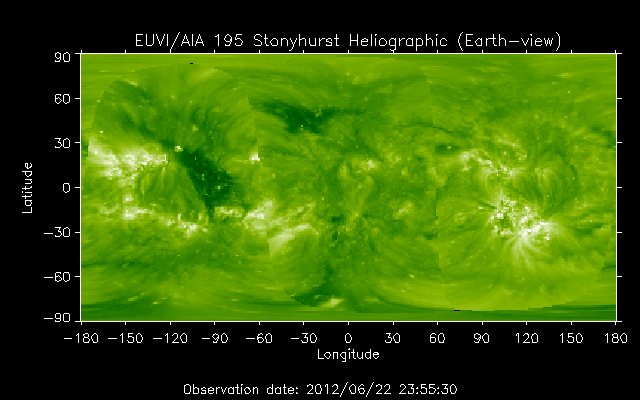 EUVI 195 heliographic map